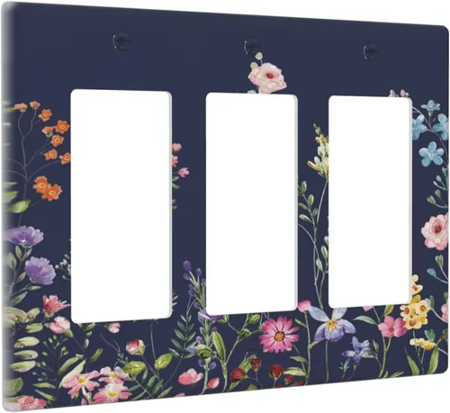 Miniatura 104 de Placa Cubierta de Interruptor de Luz de Palanca Individual con Diseño de Flor Botánica en Tablero de Madera Rústico Estilo Granja - Placa de Pared