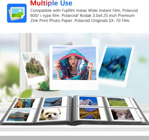 Miniatura 2 de Álbum de fotos con 160 bolsillos para cámara Fujifilm Instax Wide 300, para álbum de fotos Polaroid 600, álbumes para Polaroid Now+ Now OneStep2