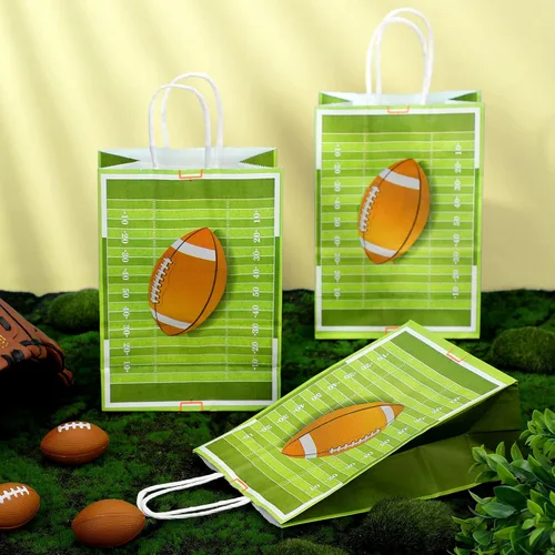 Miniatura 6 de Fainne 30 bolsas de regalo de fútbol americano con asas de 8.3 x 5.9 x 3.1 pulgadas, bolsa de golosinas de fútbol para aperitivos, dulces, regalos