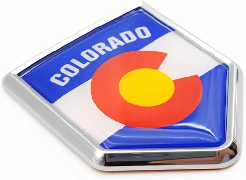 Overdecor Calcomanías de bandera de Colorado para emblema de automóvil, accesorios de automóvil de Colorado, decoraciones de bandera de escudo