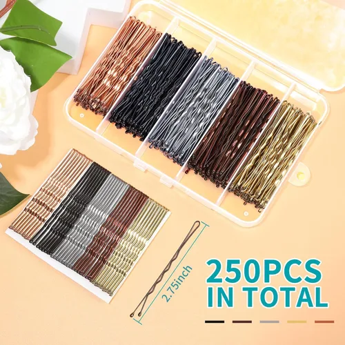 Miniatura 2 de Teenitor Horquillas para el cabello, 2.75 pulgadas, grandes, color marrón, negro, rubio, plateado, para mujeres y niñas, para cabello grueso, 5
