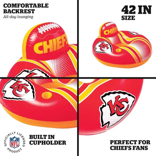 Miniatura 3 de BigMouth 42” Inflatable Pool Floats Officially Licensed NFL Fan Gear Merchandise Back Support Inner Tube for Adults and Teens