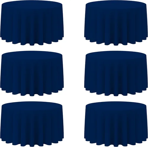 Miniatura 92 de BRILLMAX Paquete de 4 manteles redondos color azul rey de 132 pulgadas, tela de lino de poliéster lavable a granel, para bodas, recepciones, Azul