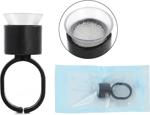 Miniatura 3 de KingWei KingWei - 50 anillos de tinta, 50 anillos de pegamento de pigmento microblading con cápsulas de tinta de esponja, extensiones de maquillaje