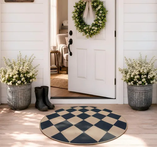 Miniatura 18 de Lahome Alfombra de yute a cuadros fácil 2'x3', alfombra pequeña para entrada, antideslizante, alfombra para la puerta delantera de la cocina