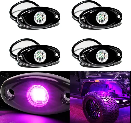 Miniatura 8 de Luces de roca LED 4PODS, de neón impermeable, luz para bajos de la carrocería para automóvil, camioneta, ATV, UTV, SUV, Jeep Offroad, lancha Blanco