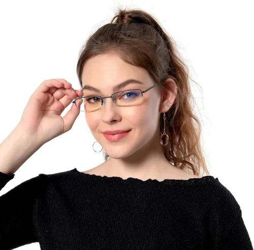 Miniatura 6 de HIGHLIKE Paquete de 2 o 3 lentes de lectura con bloqueo de luz azul con estuches rígidos, lentes de lectura con bisagra de resorte semicarmazón C02