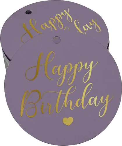 Miniatura 39 de Etiqueta de papel para colgar con texto en inglés «Happy Birthday» (50 unidades)