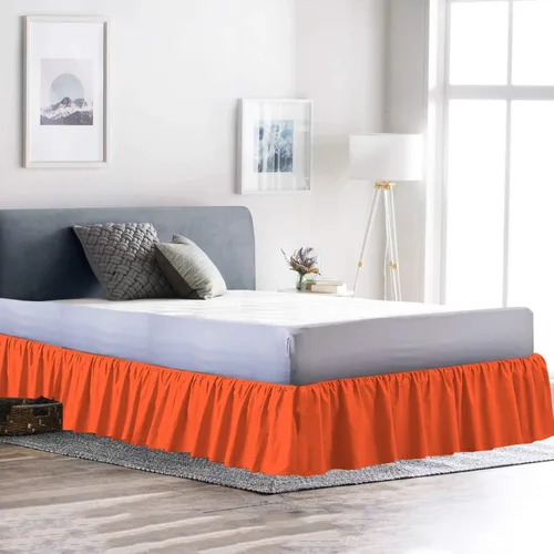 Miniatura 7 de 100% algodón 600 hilos 1 pieza falda de cama con volantes de polvo de 12 pulgadas con plataforma, estilo recogido (tamaño Queen, rosa)