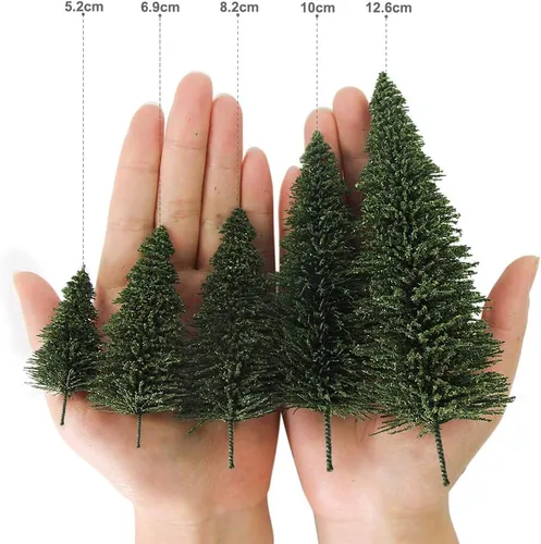 Miniatura 6 de S0805 - 50 árboles de cedro modelo pino verde oscuro de 2.05 pulgadas (2.047 in) para modelo de ferrocarril paisaje, diseño de paisaje HO N escala