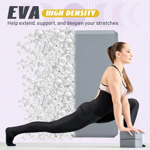 Miniatura 6 de Wettarn Paquete de 6 bloques de yoga de 9 x 6 x 4 pulgadas, espuma EVA, ligeros, antideslizantes, accesorios de yoga para pilates, estiramiento