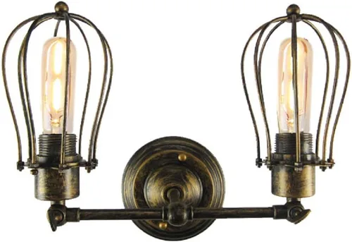 Miniatura 10 de Luces de pared estilo rústico americano, estilo vintage, enchufe ajustable, iluminación industrial, apliques de jaula de metal de alambre rústico