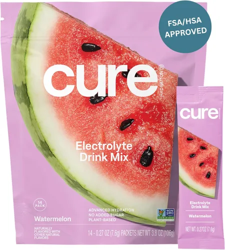 Miniatura 11 de Cure Hydration Mezcla para bebida de electrolitos a base de plantas Sin azúcar añadida FSA-HSA Polvo para alivio de la deshidratación hecho