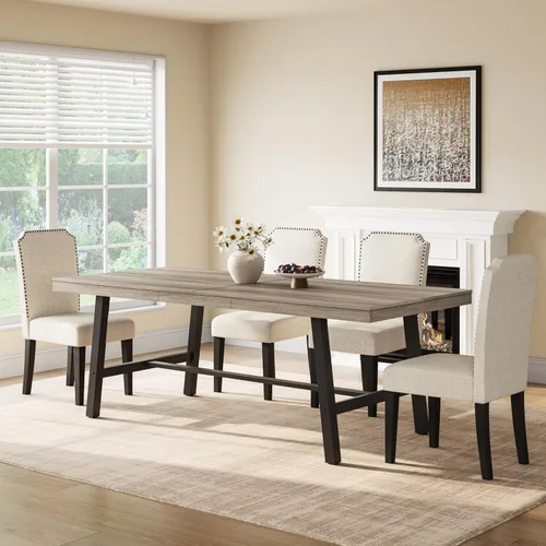Miniatura 34 de GarveeHome Mesa de comedor industrial para 2-4 personas, mesa de cocina grande de 55.11 pulgadas de largo con marco de metal resistente, encimera