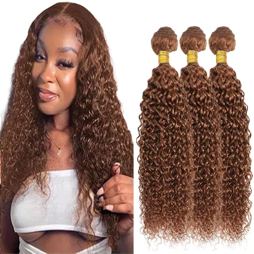 Miniatura 50 de Color 30 paquetes de cabello humano marrón onda del cuerpo paquetes 8 10 12 pulgadas brasileño virgen Remy extensiones de cabello humano doble trama