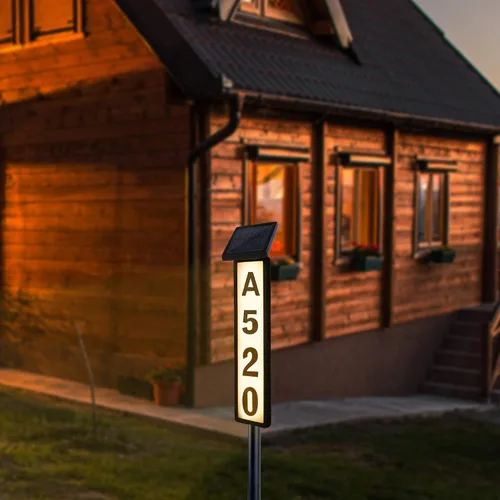 Miniatura 7 de FORUP Letrero de números de dirección de casa con luz solar, luz solar con números de casa, placa de dirección iluminada por LED para exteriores