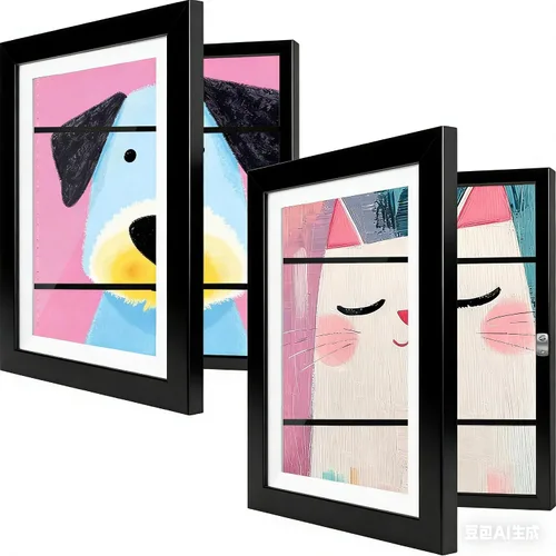 Miniatura 9 de Paquete de 4 marcos de arte para niños de 8.5x11 pulgadas, marcos reversibles cambiables para exhibición de fotos, almacenamiento para proyectos