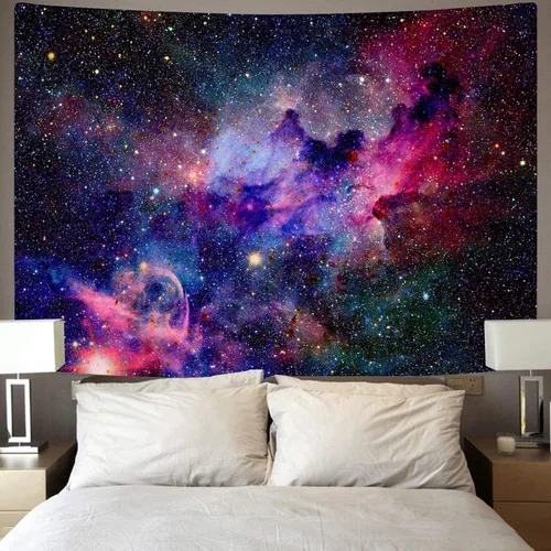 Miniatura 6 de KYKU Tapiz de galaxia para colgar en la pared, tapiz morado del espacio exterior, tapiz de universo nebuloso trippy para dormitorio, sala de estar