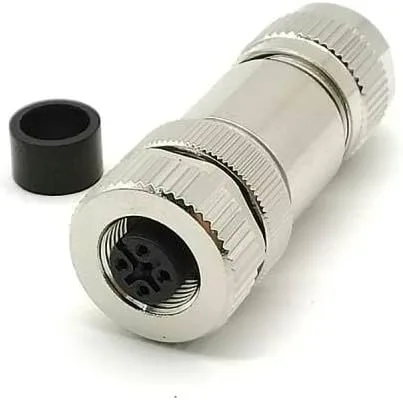 Miniatura 7 de Elecbee 5 unids Profibus M12 A Código Campo Cable Conector 4 Pin hembra Asamblea Enchufe Shiled para 22AWG 0.34mm² Cable