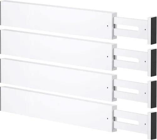 Miniatura 17 de Separadores de cajones de bambú, organizador de cajones de cocina ajustable de 17 a 22 pulgadas para ropa, paquete de 4 separadores de organización