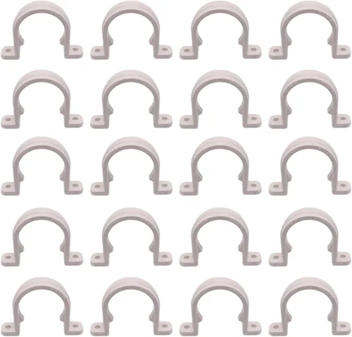 Miniatura 21 de Correa de tubo de PVC de 2 pulgadas, abrazaderas de tubo de conducto de 2 agujeros, soportes de tubería de plástico (gris, 10 piezas)