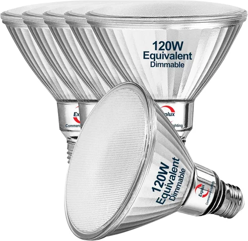 Explux LED PAR38 de grado comercial, equivalente a 120 W, 1500 lúmenes, 40000 horas, bombillas clásicas de vidrio completo, regulables, impermeables