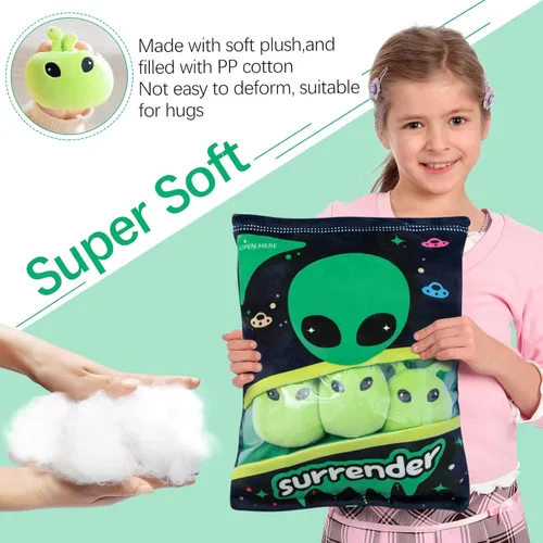 Miniatura 3 de Nenalayo Muñeco de Peluche Una Bolsa de Juguete de Peluche Alienígena Almohada de Bocadillo Suave de Peluche Relleno Juguete de Peluche de Rendición