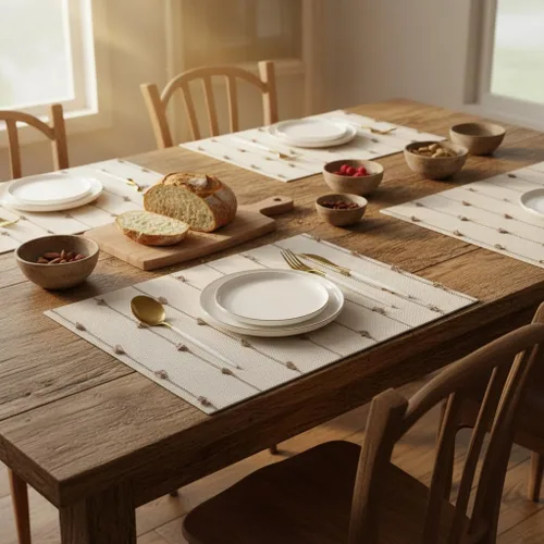 Miniatura 5 de Juego de 4 manteles individuales bohemios de 13 x 19 pulgadas para decoración de mesa de comedor, manteles individuales de tela tejida para casa