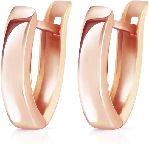 Miniatura 2 de Galaxy Gold GG Pendientes Huggie ovalados lisos de oro rosa macizo de 14 k, Metal Gema