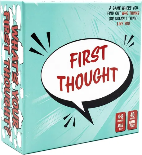 FIRST THOUGHT Juego de mesa familiar | El divertido juego de fiesta de pensamiento rápido | Juego de mesa familiar | Ideal para noches de juego |