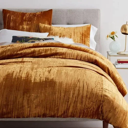 Miniatura 64 de Sophia-Art - Juego de 3 piezas de ropa de cama de terciopelo de rayón ultra lujo, funda de edredón boho de un solo color, funda de colcha