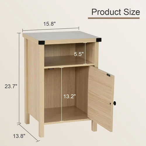 Miniatura 3 de Mesa Auxiliar de Granja, Mesa Lateral, Mesita de Noche, Mesa Auxiliar con Puerta de Granero y Estante, Mesita de Noche Moderna y Rústica para Natural