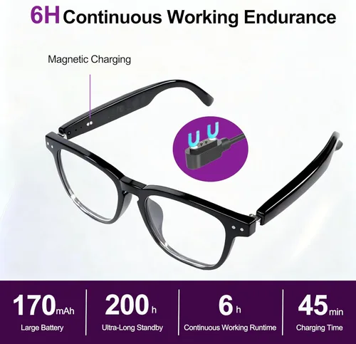 Miniatura 8 de Lentes de traducción Bluetooth inalámbricos inteligentes AI para hombres/mujeres con altavoces/Bluetooth y más de 140 idiomas traducción