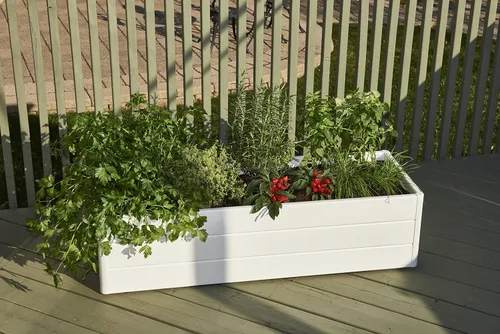 Miniatura 5 de NuVue Products 26005 - Cama de jardín con terraza al aire libre para cultivar plantas y flores comestibles, caja elevada con panel de veta de madera