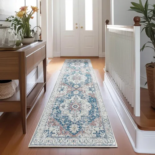 Miniatura 66 de jinchan Alfombra de Área 2x3 pies Alfombra Vintage de Entrada Lavable Bohemia Tapete Interior para Puerta Medallón Floral Tapete Pequeño para Puerta