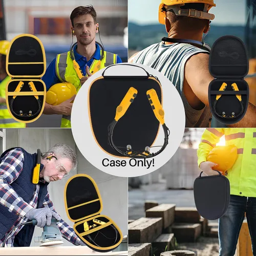 Miniatura 9 de Lebakort Funda de almacenamiento compatible con auriculares DEWALT resistentes 2 en 1 con banda para el cuello (funda negra)