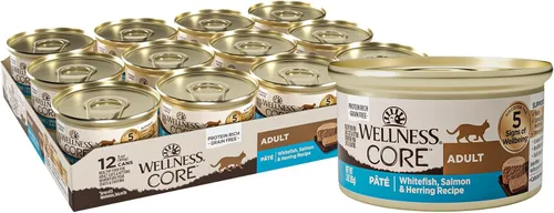 Miniatura 13 de Wellness CORE Pate - Alimento húmedo enlatado para gatos adultos, natural, rico en proteínas, sin granos, receta de pollo y pavo, 3 onzas, paquete