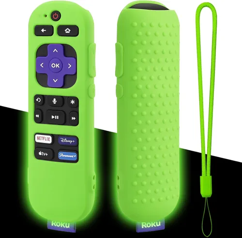 Miniatura 10 de Funda para mando a distancia que brilla en azul para Roku Voice Remote (oficial) Control RCA1R, RC-GZ1 - Funda de silicona antideslizante con Azul