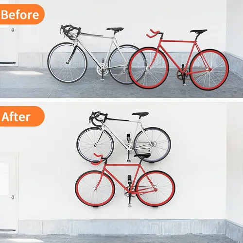 Miniatura 8 de WALMANN Paquete de 2 soportes para pedales de bicicleta, soporte de pared horizontal resistente para pared de garaje, soporte de exhibición