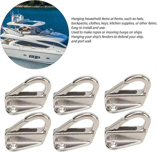Miniatura 3 de Ganchos de acero inoxidable, ganchos de resorte para botes, ganchos para colgar ropa, 6 unidades, gancho de cuerda de fijación a presión de resorte