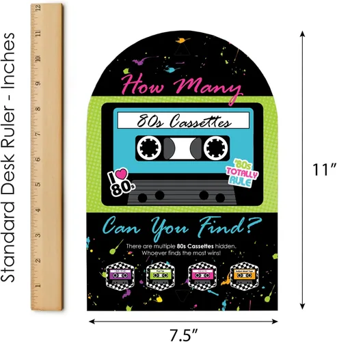 Miniatura 6 de Big Dot of Happiness 80's Retro - Totally 1980s Party Scavenger Hunt - 1 soporte y 48 piezas de juego - Juego de ocultar y encontrar