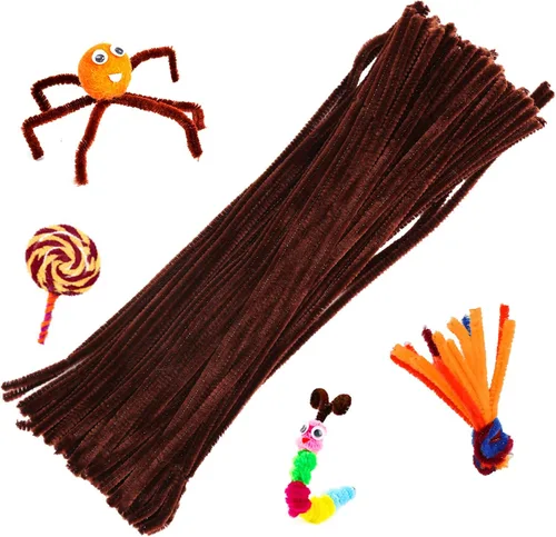 100 piezas de tallos de chenilla marrón para limpiadores de tuberías, juego de limpiadores de tubería para manualidades y decoraciones DIY (marrón)
