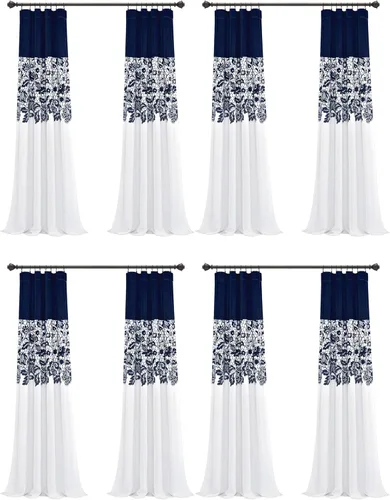 Miniatura 13 de LUSH DÉCOR Azul Marino Cortinas con Estampado Estate Garden de Lush Decor con Filtro de Luz, Juego de Paneles para Ventana para Sala, Comedor