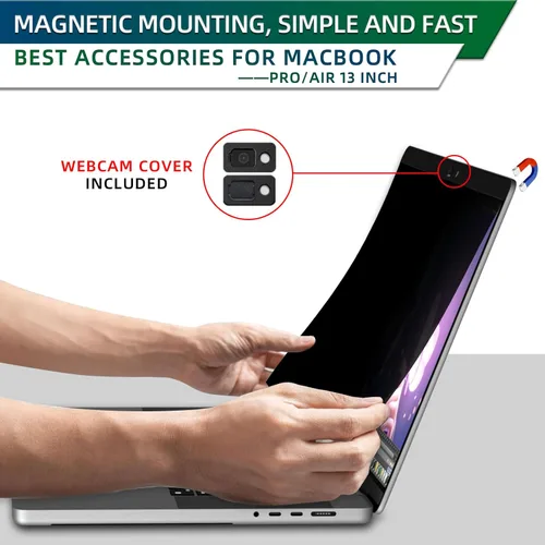 Miniatura 3 de STARY Pantalla de privacidad Macbook Air de 13 pulgadas (2018-2021, M1) y Macbook Pro de 13 pulgadas (2016-2022, M1, M2), magnética extraíble
