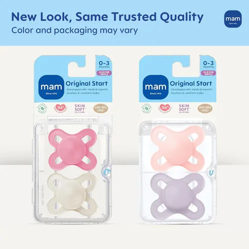 Miniatura 2 de MAM Original Start Chupetes Mate para Bebé, Chupete para 0-3 Meses, Pezón de Silicona sin BPA, Fácil de Limpiar, Lo Mejor para Bebés Recién Nacidos