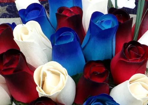 Miniatura 3 de Primitive Patriotic 2 Docenas Rojo con Puntas Negras, Blanco y Azul con Puntas Azul Oscuro Ramo