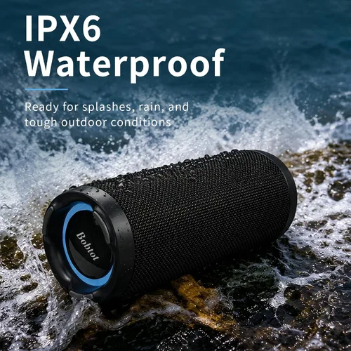 Miniatura 4 de Bobtot Altavoz Bluetooth portátil, altavoz impermeable IPX6 con graves profundos, sonido fuerte de 15 W, RGB, tiempo de reproducción de 15 horas