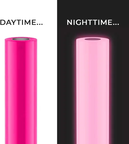 Miniatura 4 de VViViD DECO65 - Rollo de vinilo adhesivo permanente que brilla en la oscuridad, color rosa intenso (12 pulgadas x 50 pies)