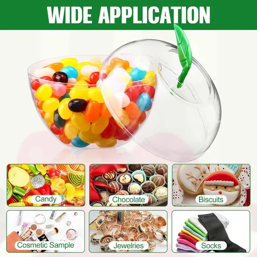 Miniatura 3 de Menkxi 24 recipientes transparentes de manzana para el regreso a clases, tarros de plástico con forma de manzanas, recipientes de relleno de regalo