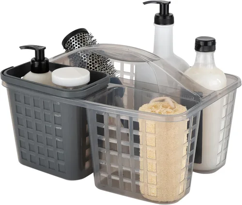 Miniatura 5 de Bath Bliss 2 en 1 portátil, organizador de ducha y baño para champú, acondicionador, jabón y cosméticos, en bolsa de baño gris (26118-GRIS)